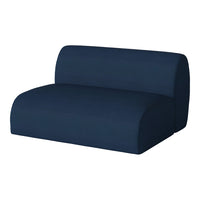 Stylish dark navy blue sofa with textured fabric and modern curved design, perfect for contemporary decor.