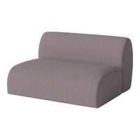 Modern gray upholstered sofa with a smooth, minimalist design and rounded edges. Perfect for contemporary interiors.