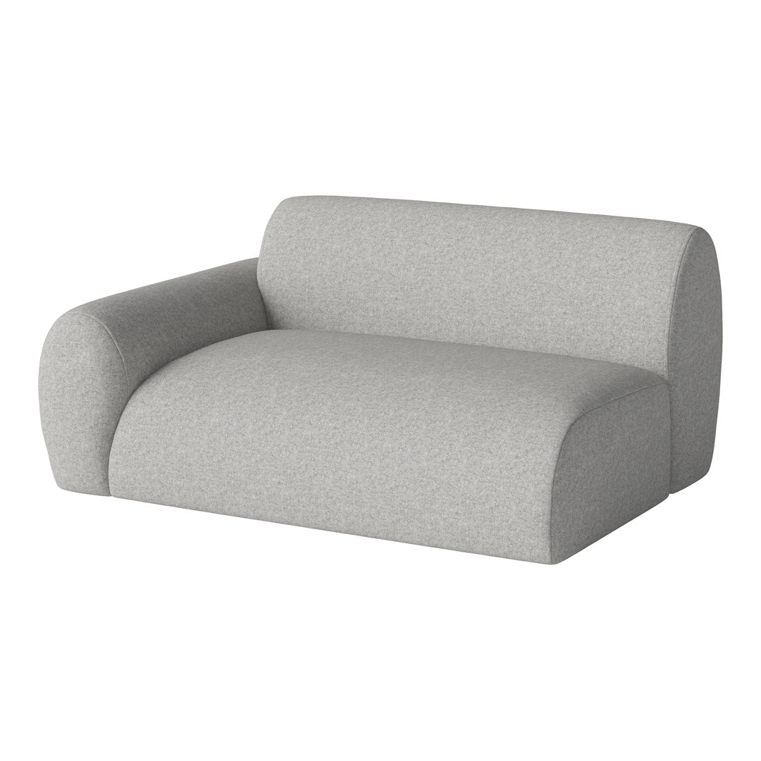 Light grey minimalist sofa with seamless, rounded edges and a soft fabric texture. Ideal for modern decor.