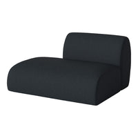 Black textured chaise lounge with a smooth, modern design and rounded edges. Ideal for contemporary decor.