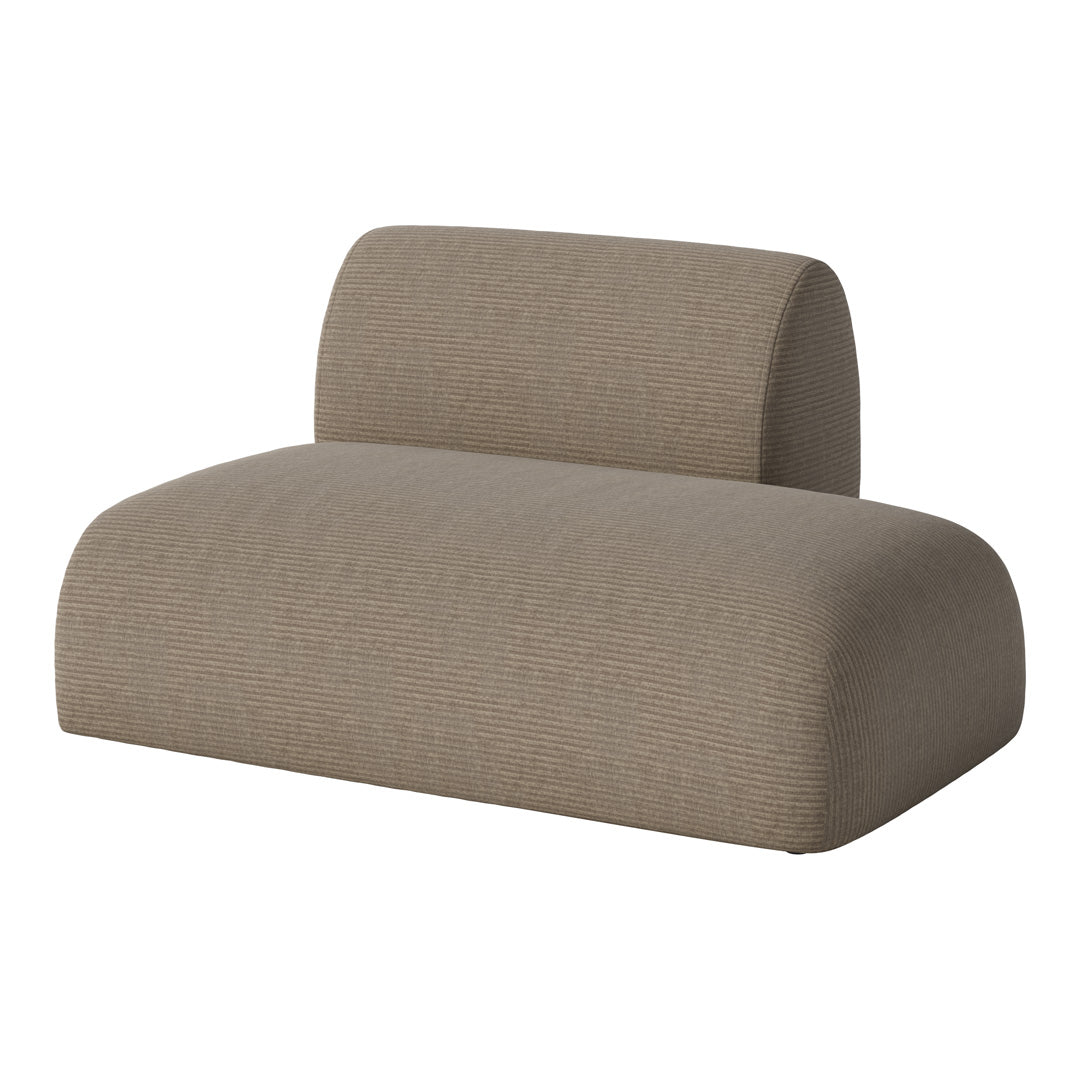 Taupe brown accent sofa with subtle vertical ribbed texture for modern home decor.