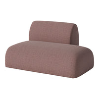 Plush, curved sofa in soft mauve with subtle ribbed texture for enhanced visual appeal. Perfect for modern interiors.