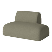 Olive green fabric sofa with a smooth, textured pattern and modern curved design. Ideal for contemporary interiors.