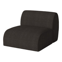 Textured dark gray lounge chair with a modern, minimalist design and soft, rounded edges. Perfect for stylish interiors.