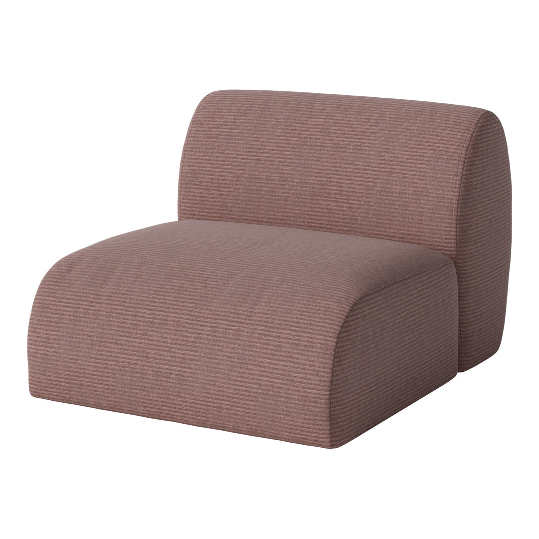 Brown striped upholstered accent chair with a modern, rounded design for stylish home decor.