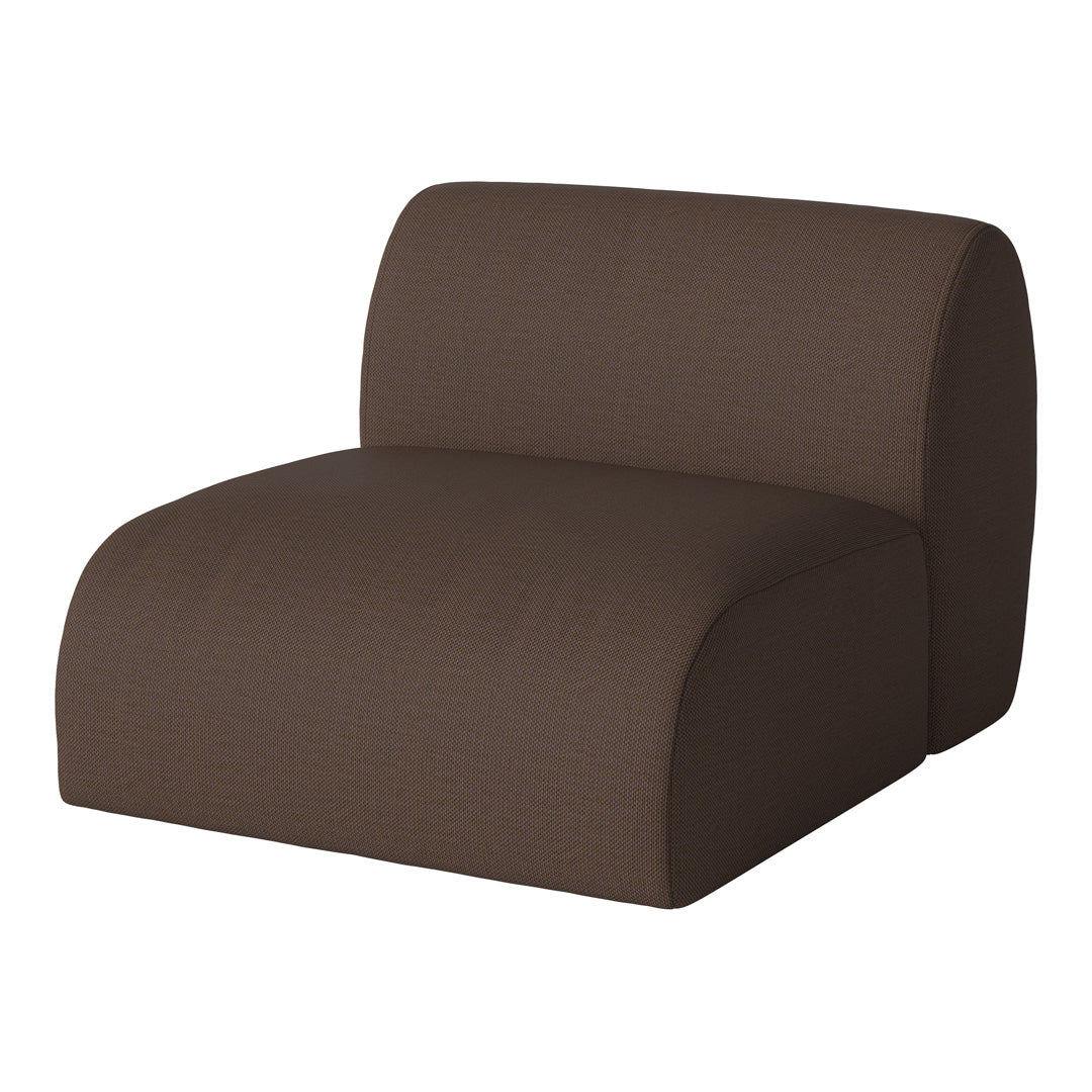 Brown upholstered chair with a smooth texture and modern design, featuring a solid, rich chocolate color.