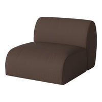 Brown upholstered chair with a smooth texture and modern design, featuring a solid, rich chocolate color.
