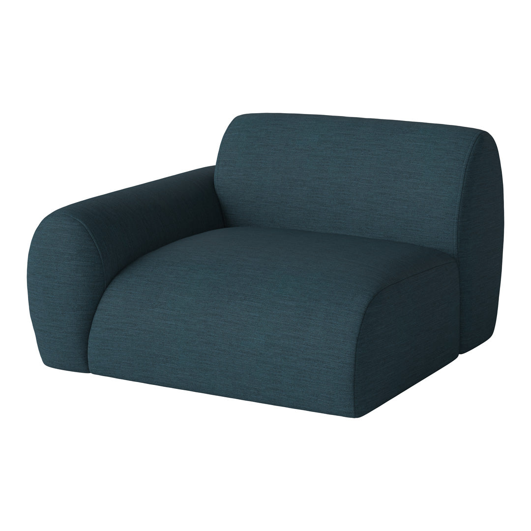 Teal upholstered chair with a sleek, modern design and subtle textured pattern for contemporary decor.