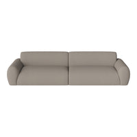 Beige minimalist sofa with soft, rounded arms and smooth texture, perfect for modern interiors.