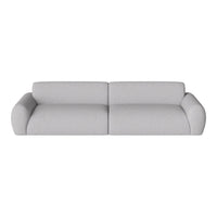 Light gray modern sofa with a smooth, textured fabric and rounded arms, perfect for contemporary living spaces.
