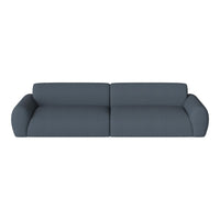 Contemporary gray sofa with a smooth, textured fabric and rounded armrests, perfect for modern interiors.