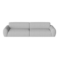 Light gray upholstered sofa with a smooth, textured finish and minimalist design. Perfect for modern interiors.