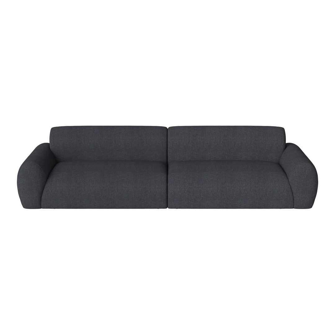 Modern charcoal gray sofa with smooth fabric and minimalist design, perfect for contemporary living spaces.
