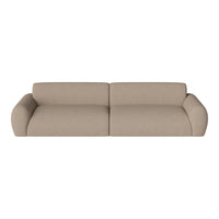 Beige two-piece sofa with a soft, textured fabric and rounded armrests, perfect for modern living spaces.
