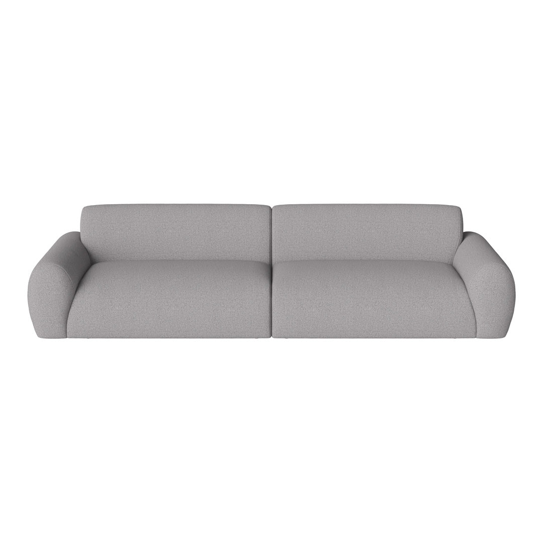 Stylish gray two-seater sofa with a smooth, textured fabric and modern curved design. Perfect for contemporary decor.