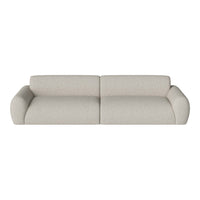 Light beige sofa with subtle textured pattern, featuring rounded arms for a cozy and inviting look.