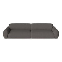 Gray fabric sofa with a smooth texture and modern, minimalist design.