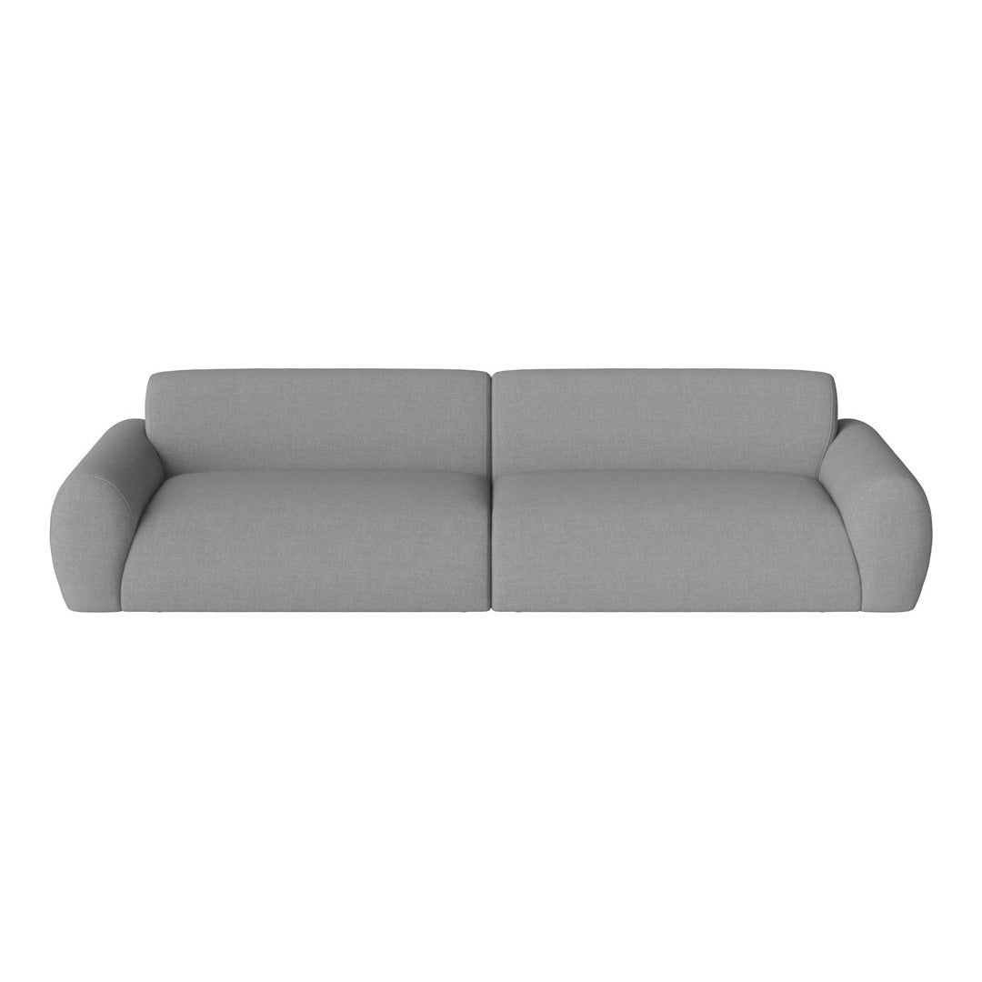 Gray fabric sofa with a smooth texture and modern, minimalist design. Perfect for contemporary living spaces.