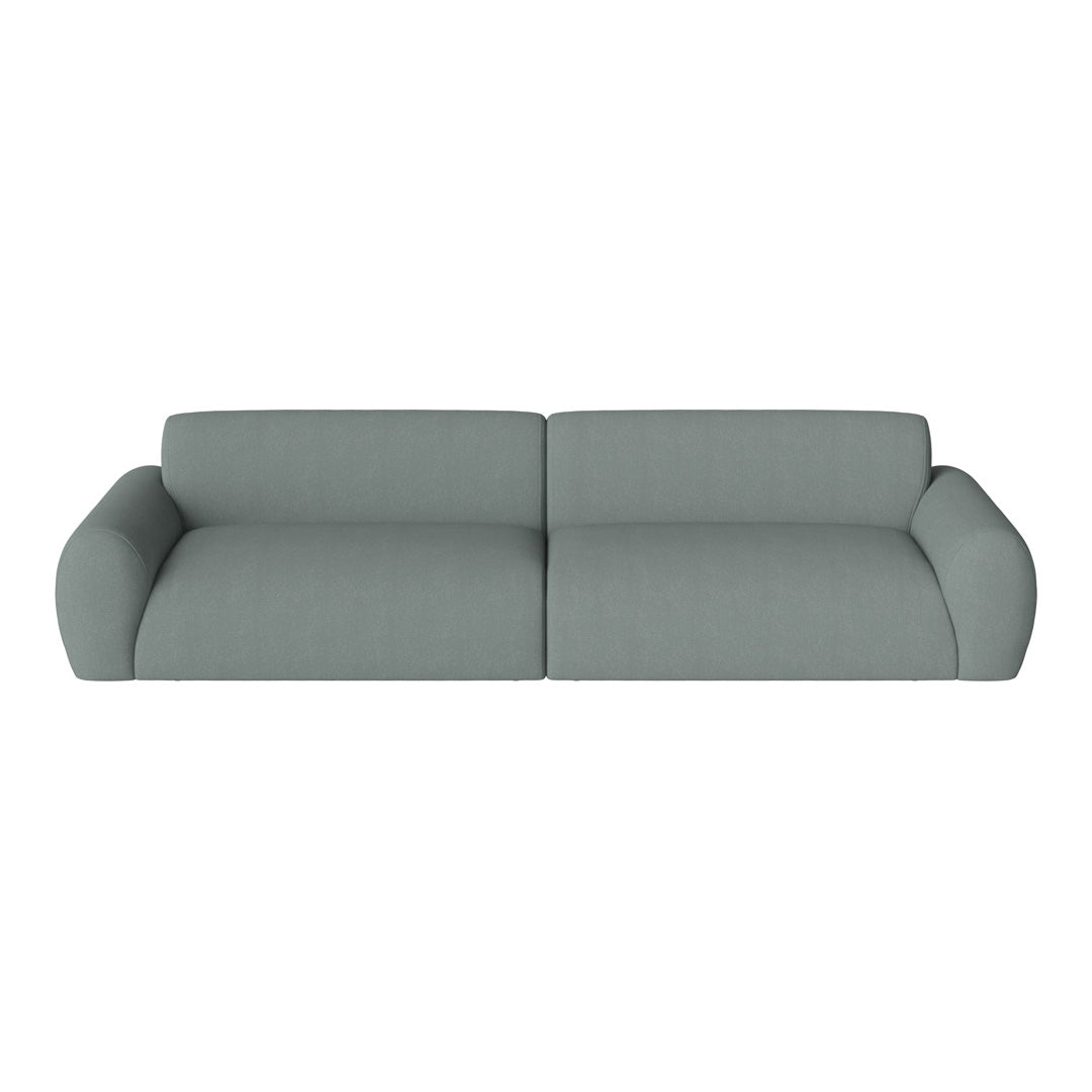 Light gray, soft fabric sofa with rounded arms, offering a modern and minimalist design.