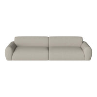 Light beige textured sofa with a minimalist design and plush rounded arms, perfect for modern interiors.