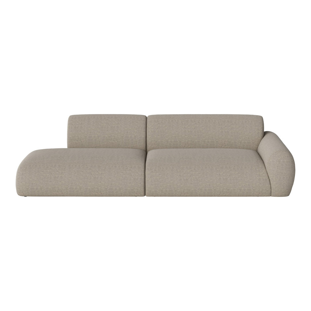 Stylish beige sofa with subtle textured pattern, perfect for modern living spaces.