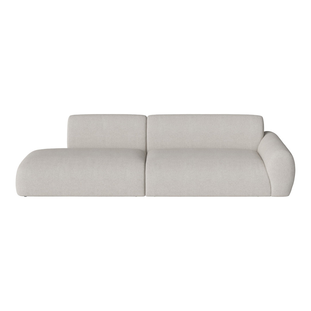 Light gray fabric sofa with a smooth, textured finish and modern, curved design. Perfect for contemporary spaces.