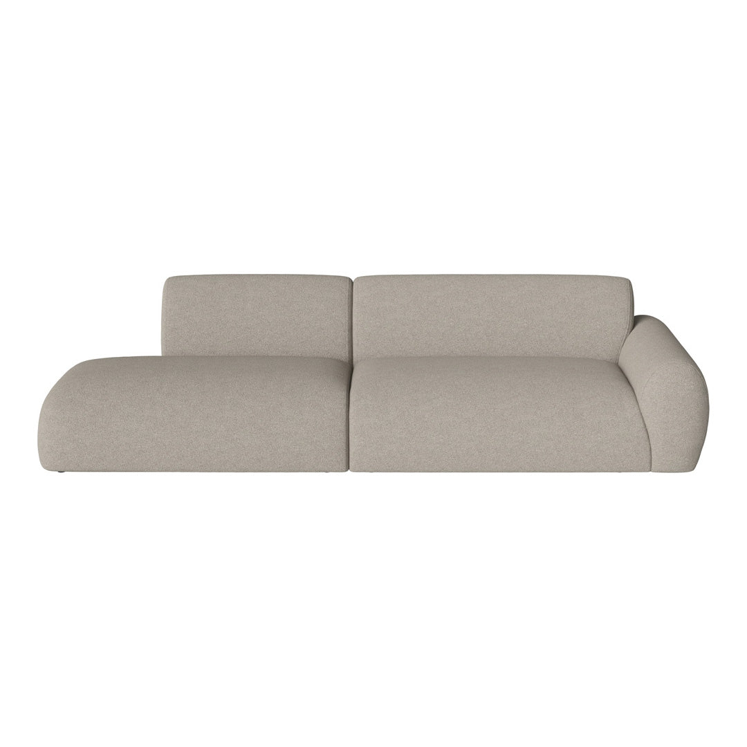 Light taupe sectional sofa with a smooth, upholstered finish and contemporary silhouette. Ideal for modern interiors.