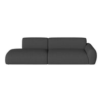 Dark gray sectional sofa with a smooth, textured fabric and clean, modern lines. Ideal for contemporary living spaces.