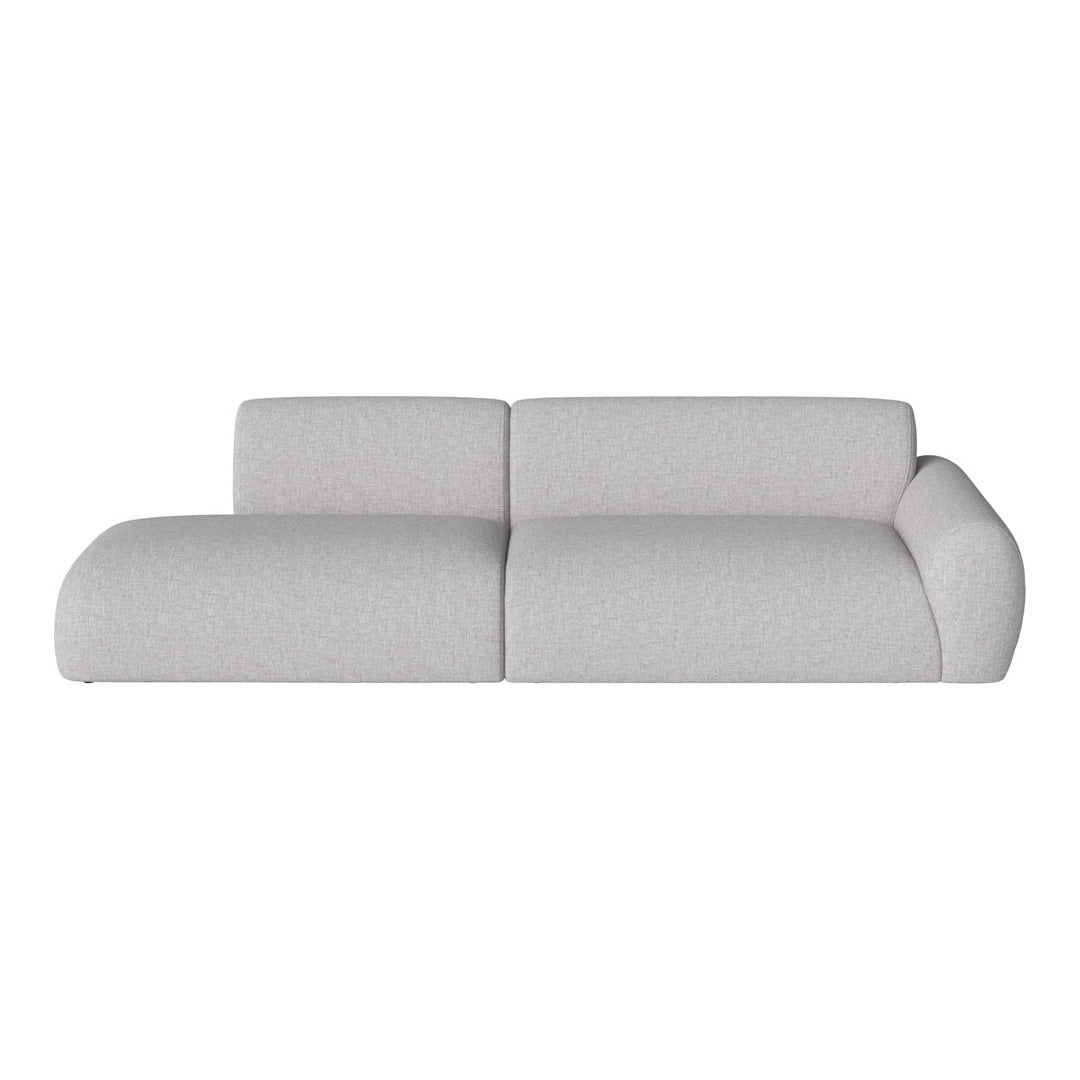 Light gray sofa with a textured, modern design, featuring smooth curves and minimalistic style.