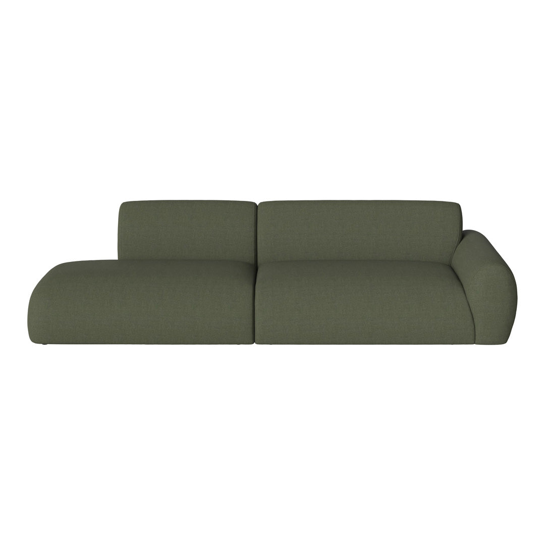 Olive green modern sofa with a sleek, minimalist design and soft, textured upholstery. Perfect for contemporary spaces.