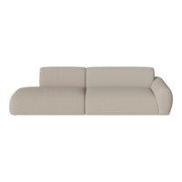 Beige sectional sofa with a smooth, minimalistic design and rounded edges, perfect for modern interiors.