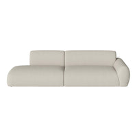 Modern cream-colored sofa with soft, textured upholstery and minimalist design. Perfect for any stylish living space.