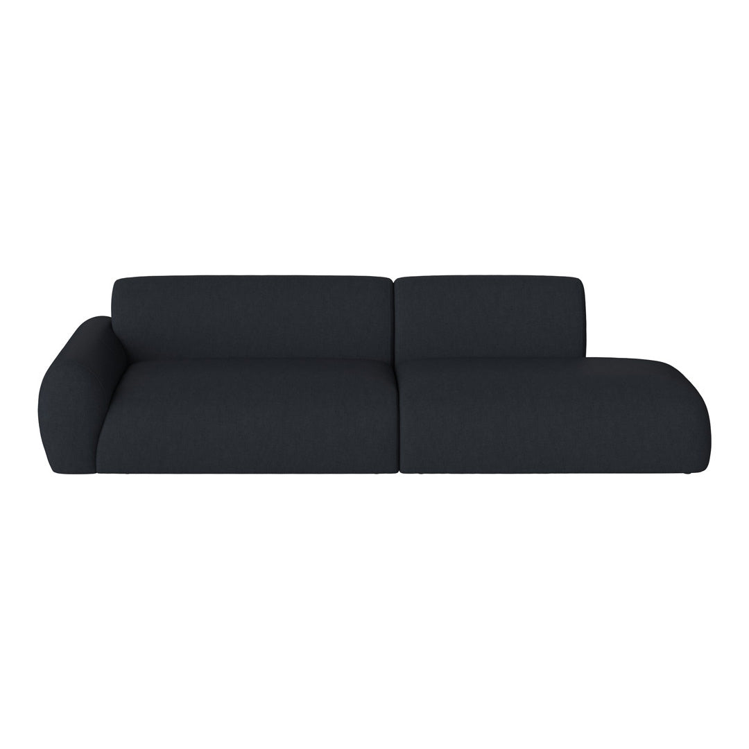 Contemporary dark gray sofa with smooth upholstery and minimalist design. Perfect for modern living spaces.
