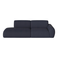 Navy blue sectional sofa with modern, smooth lines and a textured fabric finish. Perfect for contemporary living rooms.