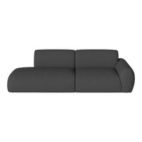 Gray modern sectional sofa with a textured fabric finish and curved armrest for a contemporary look.