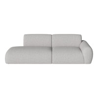 Light gray, textured fabric sofa with soft, modern curves for a minimalist aesthetic.