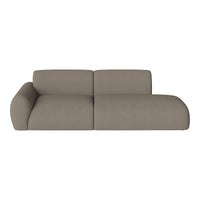 Taupe modern sofa with a smooth, textured finish and curved armrest, perfect for contemporary living spaces.
