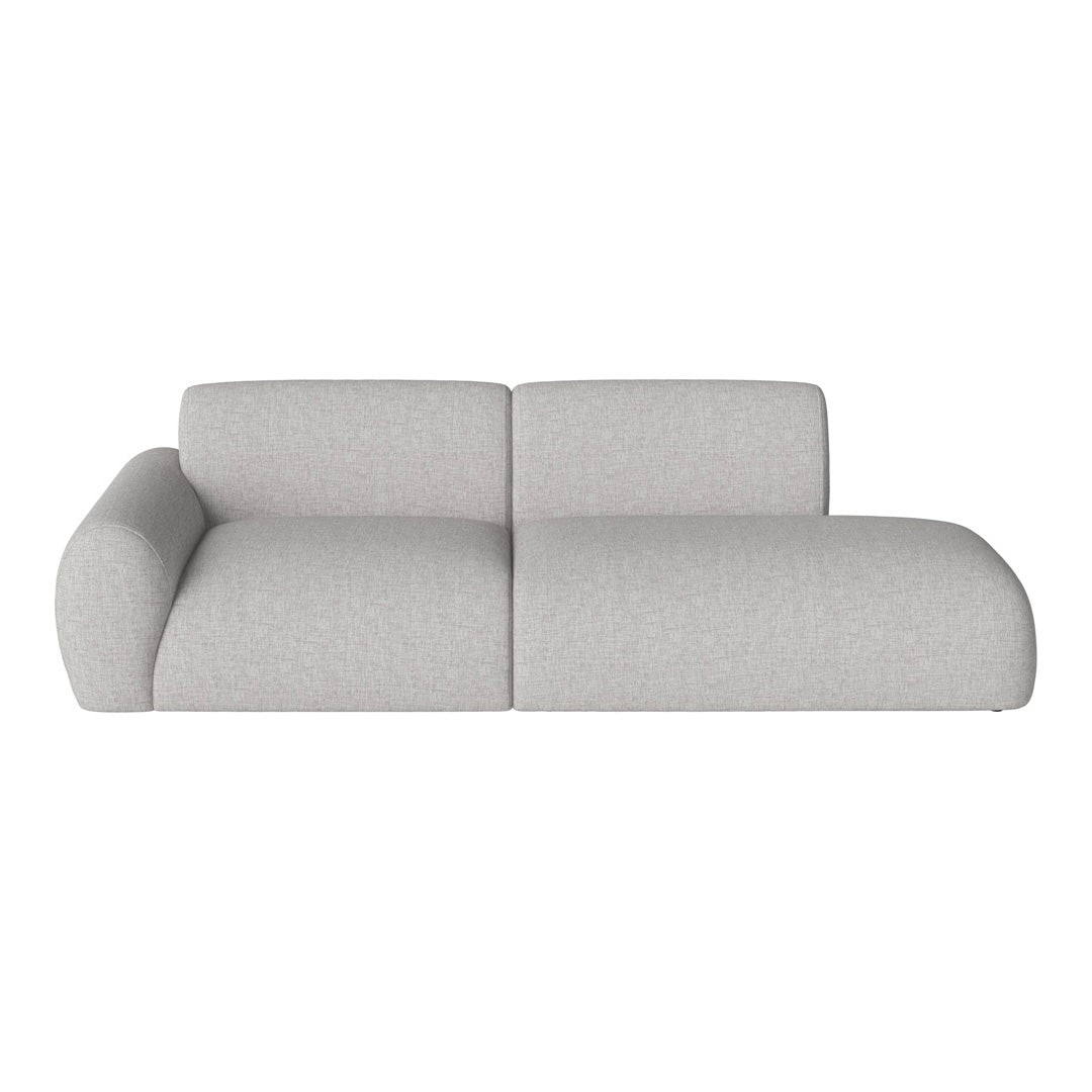 Light gray sofa with a modern, textured fabric and smooth, rounded edges for a contemporary look.