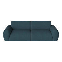 Teal upholstered modern sofa with a textured finish and rounded edges. Perfect for contemporary living spaces.