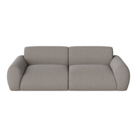 Light gray textured sofa with a subtle striped pattern, featuring rounded arms for a modern touch.