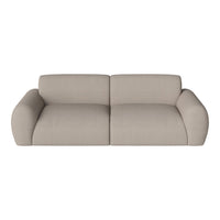 Beige modern sofa with smooth texture and rounded arms, perfect for minimalist decor.