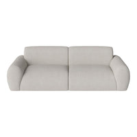 Light gray sofa with a soft, textured fabric and rounded armrests, perfect for modern interiors.