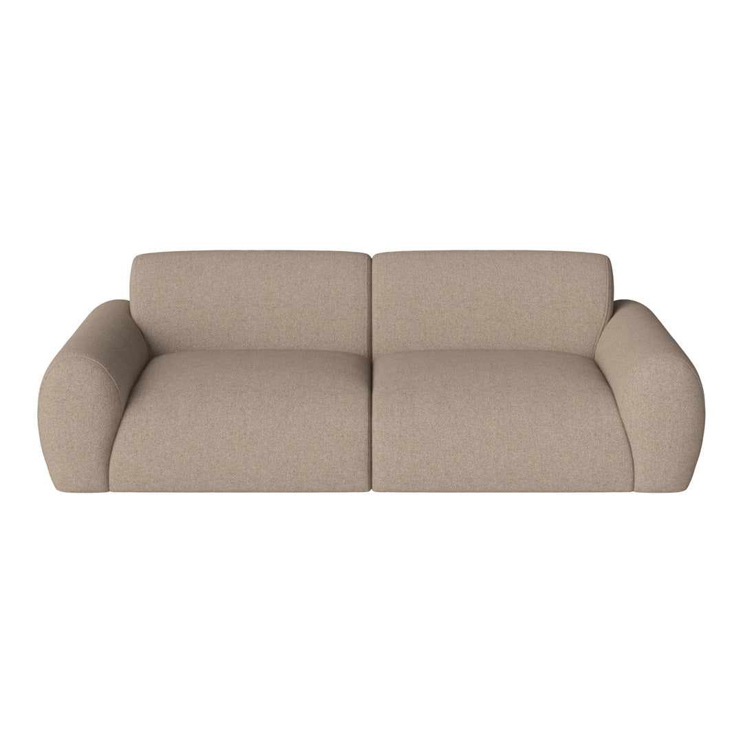 Beige, textured fabric sofa with a modern, minimalist design and soft, rounded armrests. Perfect for contemporary living spaces.
