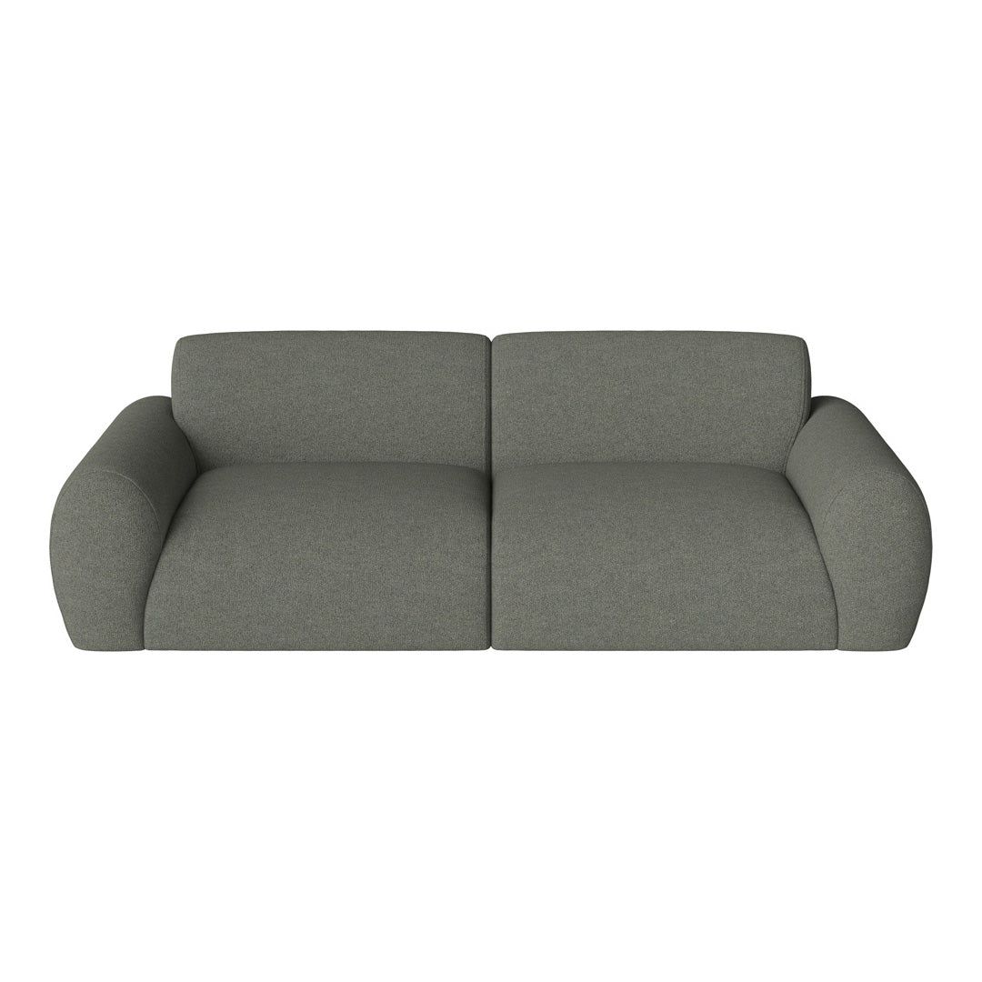 Textured gray sofa with a modern design, featuring soft, rounded arms and a seamless seat. Perfect for any contemporary space.