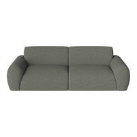Textured gray sofa with a modern design, featuring soft, rounded arms and a seamless seat. Perfect for any contemporary space.