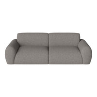 Gray fabric sofa with a textured pattern and rounded arms, perfect for modern living spaces.