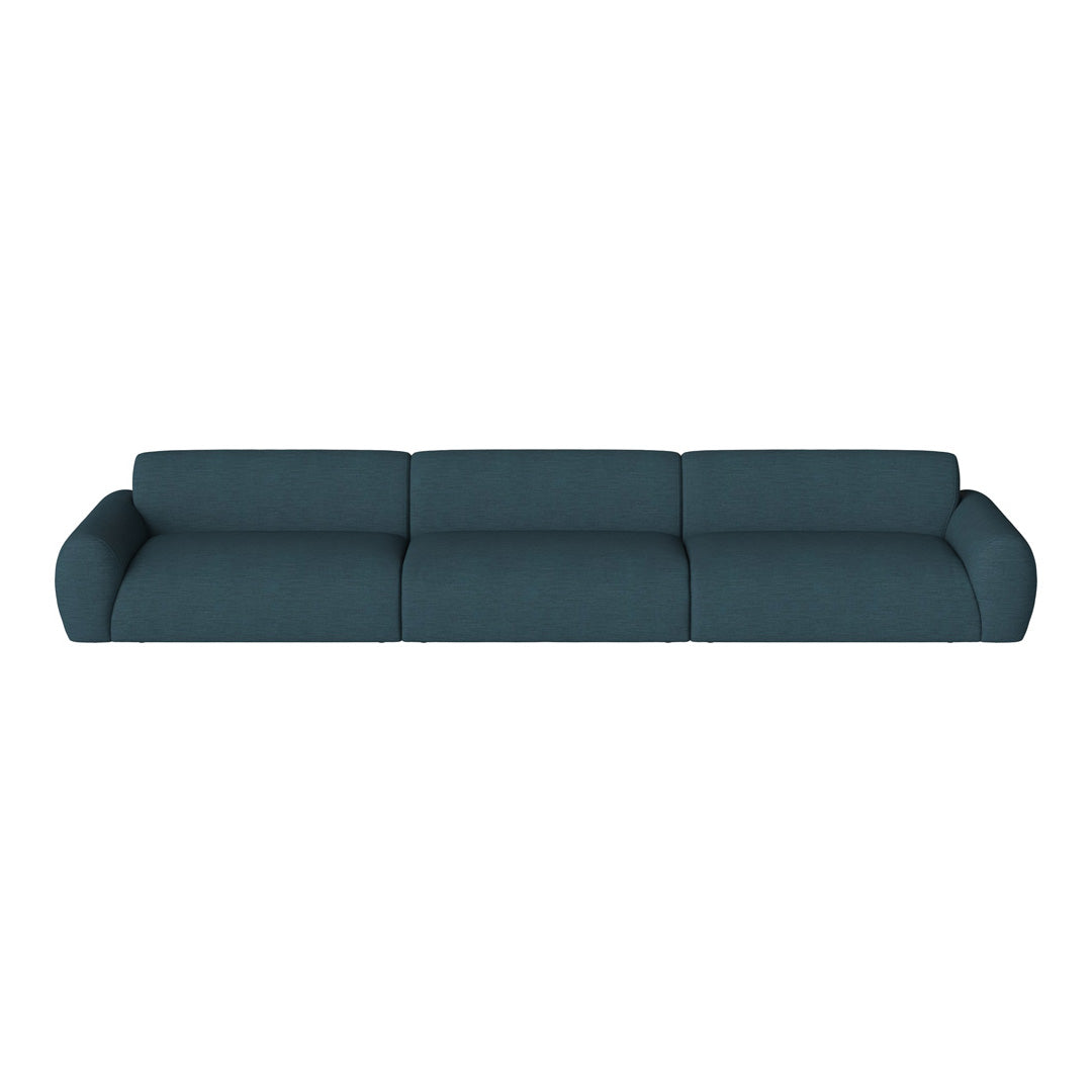 Stylish teal sofa with a smooth texture and modern, minimalist design, perfect for contemporary living spaces.