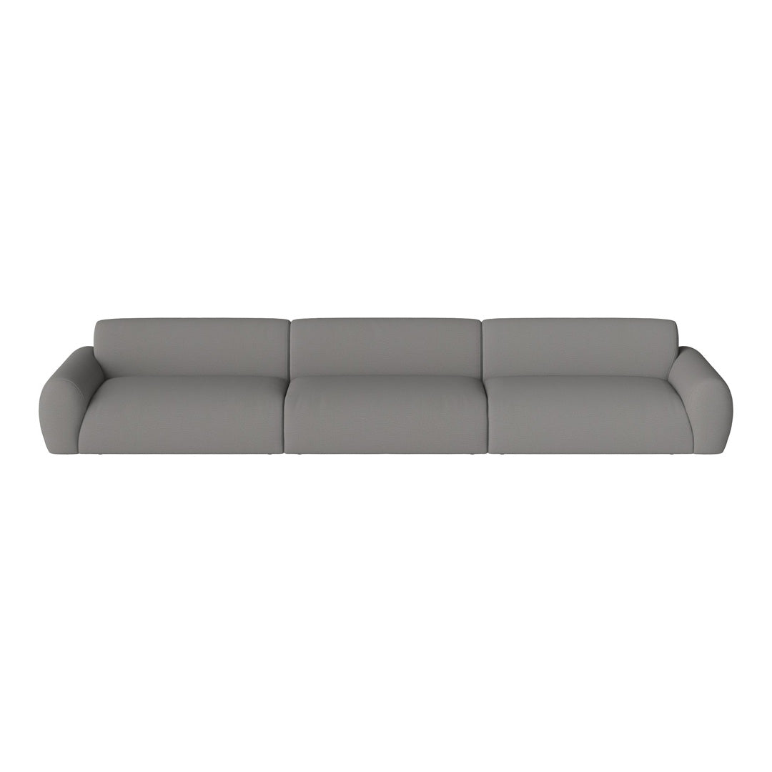 Gray modern sofa with a smooth texture and seamless design, perfect for minimalistic decor.
