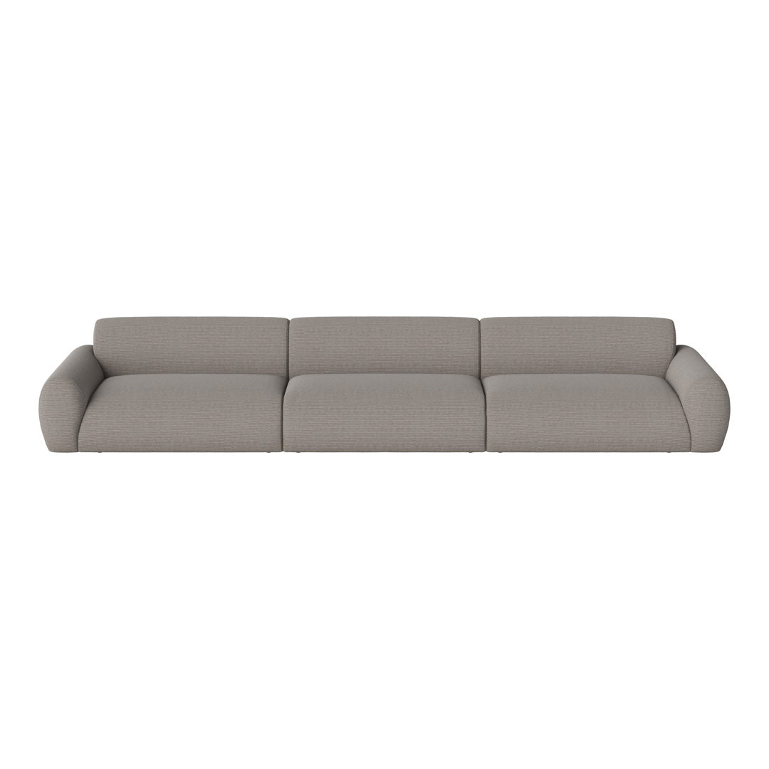 Light gray, textured fabric sofa with modern design and plush seating for contemporary living spaces.