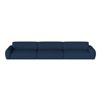 Deep navy blue sectional sofa with a smooth, textured fabric and modern, minimalistic design. Perfect for contemporary spaces.